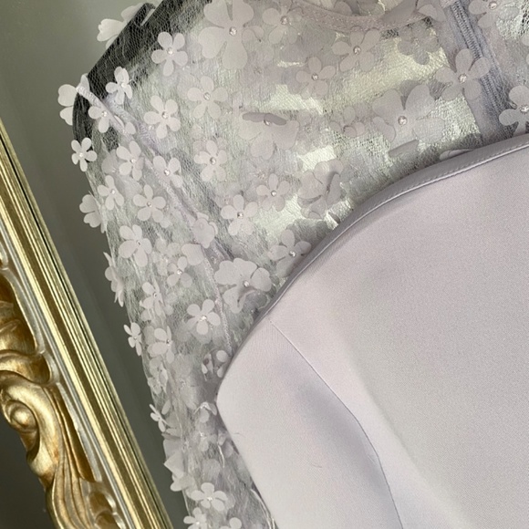 Lavender ASOS Sheer Sleeve Scuba Cocktail Dress 10 - Picture 4 of 5